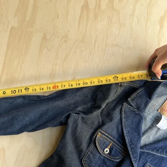 Y2K Levi's Jacket Juniors X-Large Blue Jean Denim Cropped Button Front Blazer - Picture 7 of 8